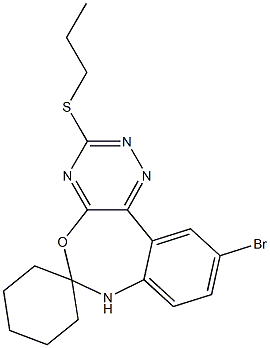 10-bromo-3-propylsulfanylspiro[7H-[1,2,4]triazino[5,6-d][3,1]benzoxazepine-6,1'-cyclohexane] Struktur