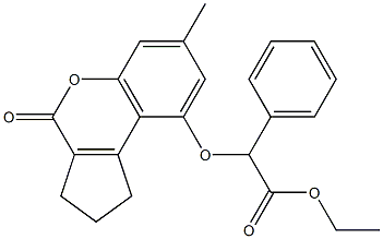 ethyl 2-[(7-methyl-4-oxo-2,3-dihydro-1H-cyclopenta[c]chromen-9-yl)oxy]-2-phenylacetate Struktur