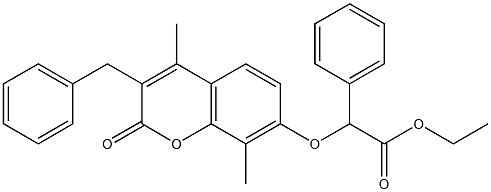 ethyl 2-(3-benzyl-4,8-dimethyl-2-oxochromen-7-yl)oxy-2-phenylacetate Struktur