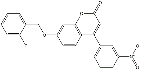 7-[(2-fluorophenyl)methoxy]-4-(3-nitrophenyl)chromen-2-one Struktur