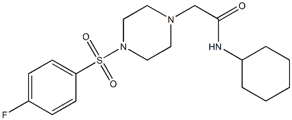 N-cyclohexyl-2-[4-(4-fluorophenyl)sulfonylpiperazin-1-yl]acetamide Struktur