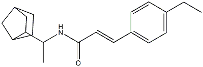 (E)-N-[1-(3-bicyclo[2.2.1]heptanyl)ethyl]-3-(4-ethylphenyl)prop-2-enamide Struktur