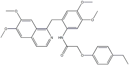 N-[2-[(6,7-dimethoxyisoquinolin-1-yl)methyl]-4,5-dimethoxyphenyl]-2-(4-ethylphenoxy)acetamide Struktur