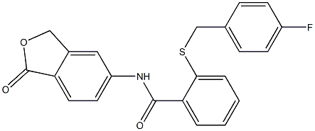 2-[(4-fluorophenyl)methylsulfanyl]-N-(1-oxo-3H-2-benzofuran-5-yl)benzamide Struktur