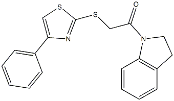 1-(2,3-dihydroindol-1-yl)-2-[(4-phenyl-1,3-thiazol-2-yl)sulfanyl]ethanone Struktur