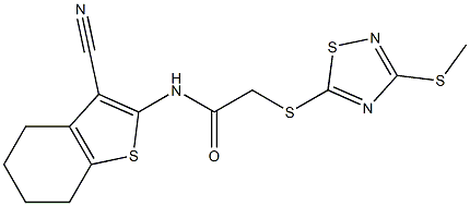 N-(3-cyano-4,5,6,7-tetrahydro-1-benzothiophen-2-yl)-2-[(3-methylsulfanyl-1,2,4-thiadiazol-5-yl)sulfanyl]acetamide Struktur