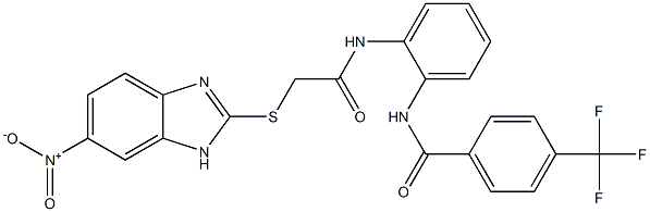 N-[2-[[2-[(6-nitro-1H-benzimidazol-2-yl)sulfanyl]acetyl]amino]phenyl]-4-(trifluoromethyl)benzamide Struktur