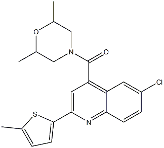 [6-chloro-2-(5-methylthiophen-2-yl)quinolin-4-yl]-(2,6-dimethylmorpholin-4-yl)methanone Struktur