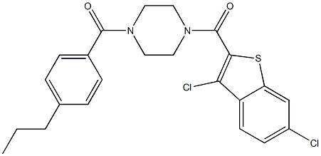 [4-(3,6-dichloro-1-benzothiophene-2-carbonyl)piperazin-1-yl]-(4-propylphenyl)methanone Struktur