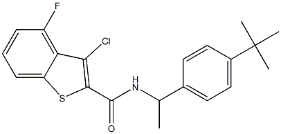 N-[1-(4-tert-butylphenyl)ethyl]-3-chloro-4-fluoro-1-benzothiophene-2-carboxamide Struktur