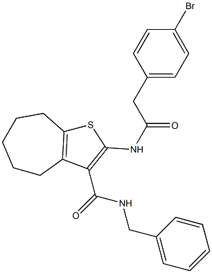 N-benzyl-2-[[2-(4-bromophenyl)acetyl]amino]-5,6,7,8-tetrahydro-4H-cyclohepta[b]thiophene-3-carboxamide Struktur