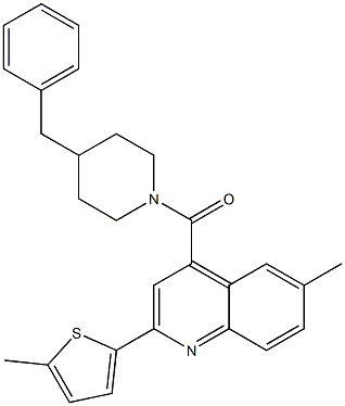 (4-benzylpiperidin-1-yl)-[6-methyl-2-(5-methylthiophen-2-yl)quinolin-4-yl]methanone Struktur