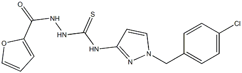 1-[1-[(4-chlorophenyl)methyl]pyrazol-3-yl]-3-(furan-2-carbonylamino)thiourea Struktur