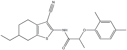 N-(3-cyano-6-ethyl-4,5,6,7-tetrahydro-1-benzothiophen-2-yl)-2-(2,4-dimethylphenoxy)propanamide Struktur