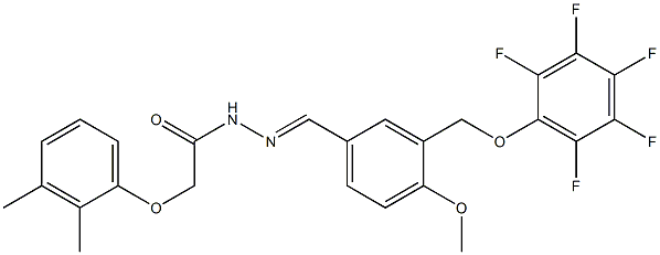 2-(2,3-dimethylphenoxy)-N-[(E)-[4-methoxy-3-[(2,3,4,5,6-pentafluorophenoxy)methyl]phenyl]methylideneamino]acetamide Struktur