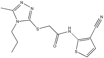 N-(3-cyanothiophen-2-yl)-2-[(5-methyl-4-propyl-1,2,4-triazol-3-yl)sulfanyl]acetamide Struktur