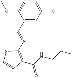 2-[(E)-(5-chloro-2-methoxyphenyl)methylideneamino]-N-propylthiophene-3-carboxamide Struktur