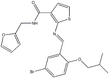 2-[(E)-[5-bromo-2-(2-methylpropoxy)phenyl]methylideneamino]-N-(furan-2-ylmethyl)thiophene-3-carboxamide Struktur