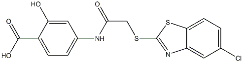 4-[[2-[(5-chloro-1,3-benzothiazol-2-yl)sulfanyl]acetyl]amino]-2-hydroxybenzoic acid Struktur