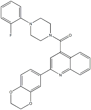 [2-(2,3-dihydro-1,4-benzodioxin-6-yl)quinolin-4-yl]-[4-(2-fluorophenyl)piperazin-1-yl]methanone Struktur