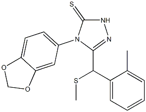 4-(1,3-benzodioxol-5-yl)-3-[(2-methylphenyl)methylsulfanylmethyl]-1H-1,2,4-triazole-5-thione Struktur