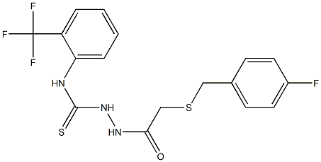 1-[[2-[(4-fluorophenyl)methylsulfanyl]acetyl]amino]-3-[2-(trifluoromethyl)phenyl]thiourea Struktur