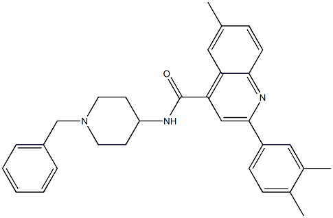 N-(1-benzylpiperidin-4-yl)-2-(3,4-dimethylphenyl)-6-methylquinoline-4-carboxamide Struktur