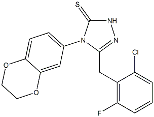 3-[(2-chloro-6-fluorophenyl)methyl]-4-(2,3-dihydro-1,4-benzodioxin-6-yl)-1H-1,2,4-triazole-5-thione Struktur