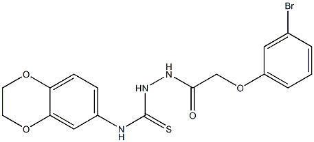 1-[[2-(3-bromophenoxy)acetyl]amino]-3-(2,3-dihydro-1,4-benzodioxin-6-yl)thiourea Struktur