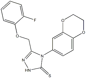 4-(2,3-dihydro-1,4-benzodioxin-6-yl)-3-[(2-fluorophenoxy)methyl]-1H-1,2,4-triazole-5-thione Struktur