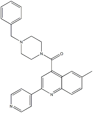 (4-benzylpiperazin-1-yl)-(6-methyl-2-pyridin-4-ylquinolin-4-yl)methanone Struktur