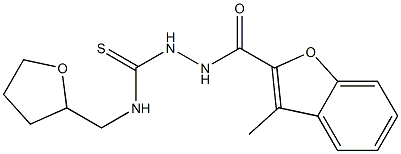 1-[(3-methyl-1-benzofuran-2-carbonyl)amino]-3-(oxolan-2-ylmethyl)thiourea Struktur