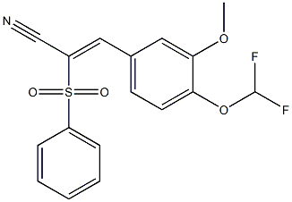 (Z)-2-(benzenesulfonyl)-3-[4-(difluoromethoxy)-3-methoxyphenyl]prop-2-enenitrile Struktur