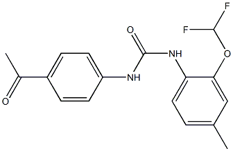 1-(4-acetylphenyl)-3-[2-(difluoromethoxy)-4-methylphenyl]urea Struktur