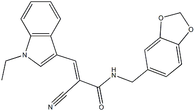 (E)-N-(1,3-benzodioxol-5-ylmethyl)-2-cyano-3-(1-ethylindol-3-yl)prop-2-enamide Struktur