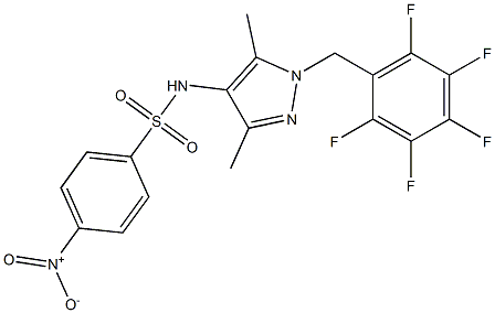 N-[3,5-dimethyl-1-[(2,3,4,5,6-pentafluorophenyl)methyl]pyrazol-4-yl]-4-nitrobenzenesulfonamide Struktur