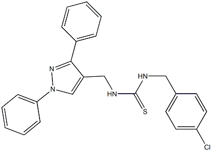 1-[(4-chlorophenyl)methyl]-3-[(1,3-diphenylpyrazol-4-yl)methyl]thiourea Struktur