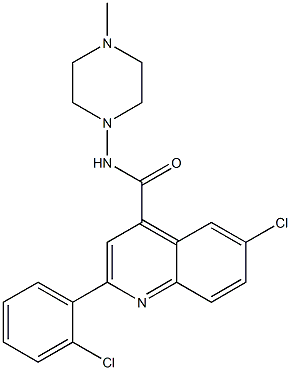 6-chloro-2-(2-chlorophenyl)-N-(4-methylpiperazin-1-yl)quinoline-4-carboxamide Struktur