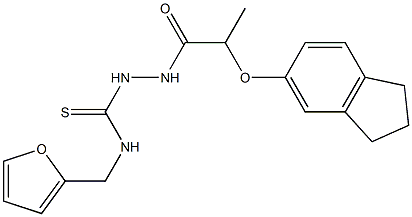 1-[2-(2,3-dihydro-1H-inden-5-yloxy)propanoylamino]-3-(furan-2-ylmethyl)thiourea Struktur