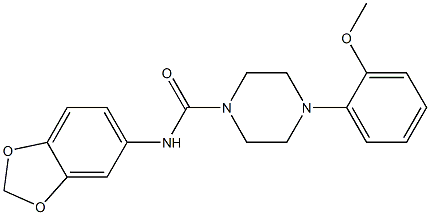 N-(1,3-benzodioxol-5-yl)-4-(2-methoxyphenyl)piperazine-1-carboxamide Struktur