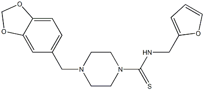 4-(1,3-benzodioxol-5-ylmethyl)-N-(furan-2-ylmethyl)piperazine-1-carbothioamide Struktur