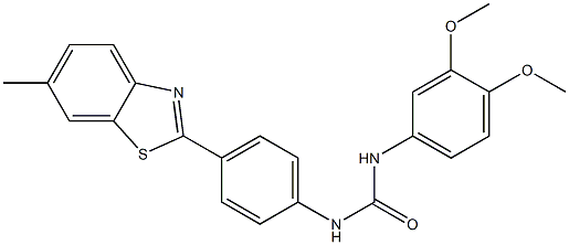 1-(3,4-dimethoxyphenyl)-3-[4-(6-methyl-1,3-benzothiazol-2-yl)phenyl]urea Struktur