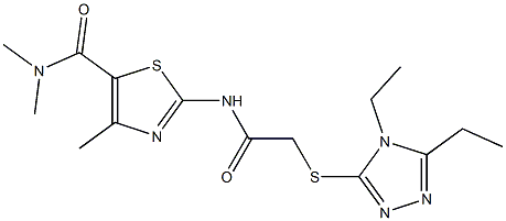 2-[[2-[(4,5-diethyl-1,2,4-triazol-3-yl)sulfanyl]acetyl]amino]-N,N,4-trimethyl-1,3-thiazole-5-carboxamide Struktur