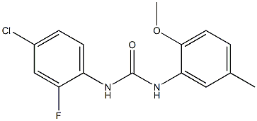 1-(4-chloro-2-fluorophenyl)-3-(2-methoxy-5-methylphenyl)urea Struktur