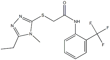 2-[(5-ethyl-4-methyl-1,2,4-triazol-3-yl)sulfanyl]-N-[2-(trifluoromethyl)phenyl]acetamide Struktur