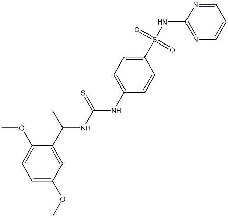 1-[1-(2,5-dimethoxyphenyl)ethyl]-3-[4-(pyrimidin-2-ylsulfamoyl)phenyl]thiourea Struktur