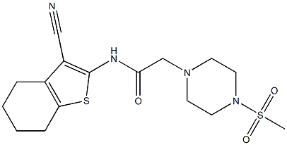 N-(3-cyano-4,5,6,7-tetrahydro-1-benzothiophen-2-yl)-2-(4-methylsulfonylpiperazin-1-yl)acetamide Struktur