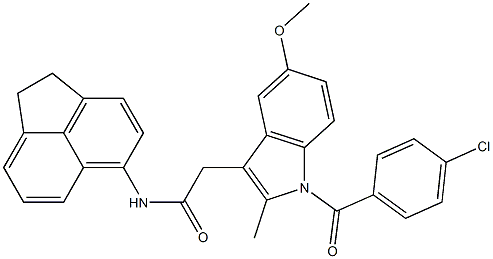 2-[1-(4-chlorobenzoyl)-5-methoxy-2-methylindol-3-yl]-N-(1,2-dihydroacenaphthylen-5-yl)acetamide Struktur