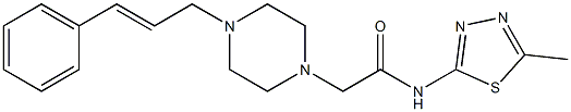 N-(5-methyl-1,3,4-thiadiazol-2-yl)-2-[4-[(E)-3-phenylprop-2-enyl]piperazin-1-yl]acetamide Struktur