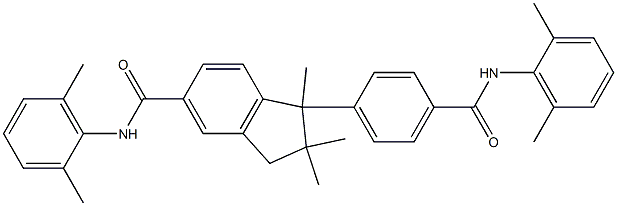 N-(2,6-dimethylphenyl)-1-[4-[(2,6-dimethylphenyl)carbamoyl]phenyl]-1,2,2-trimethyl-3H-indene-5-carboxamide Struktur